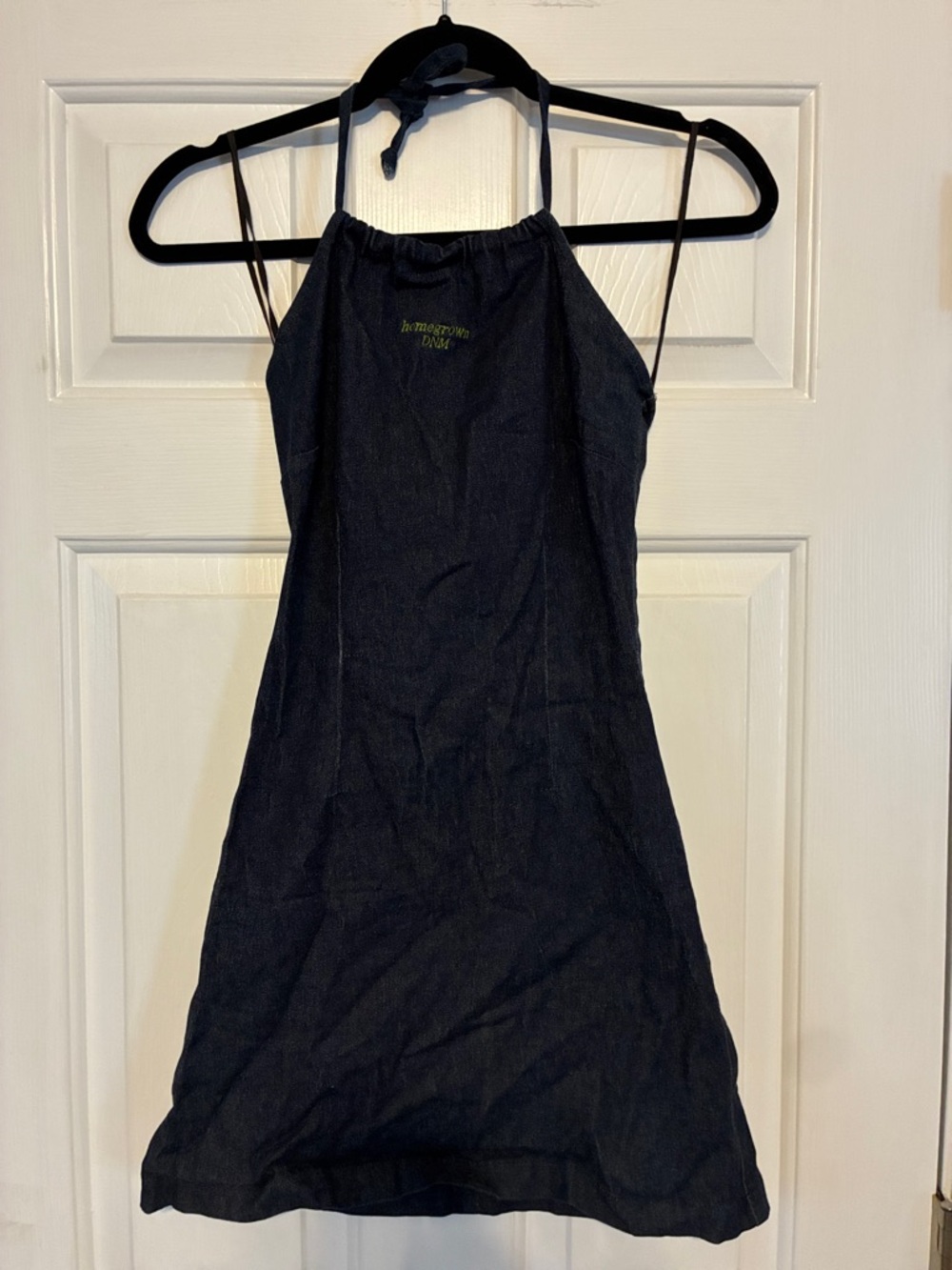 Halter Mini Dress with Subtle Logo - Black